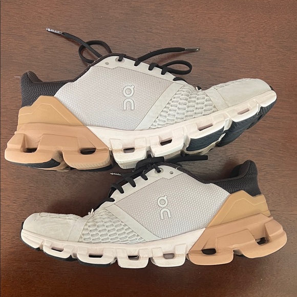 On Cloud Women's Athletic Shoes - White and Tan - Picture 6 of 10